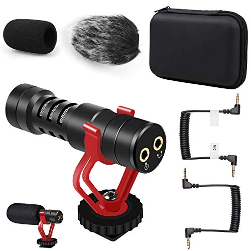 Camera Microphone,External Video Microphone for Camera Phone iPhone with Shotgun Mic Shock Mount Windscreen Windproof Cover,DSLR Mic for Canon Nikon Sony Panasonic Fuji Interview Vlogging