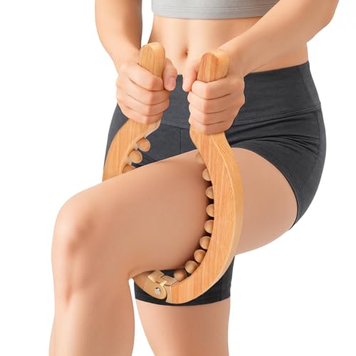 ONUEMP Wooden Cellulite Remover for Legs, Wood Therapy Tools Maderoterapia Kit Colombiana for Lymphatic Drainage, Body Sculpting and Skin Tightening, Fascia Massage Muscle Roller for Thighs & Calves