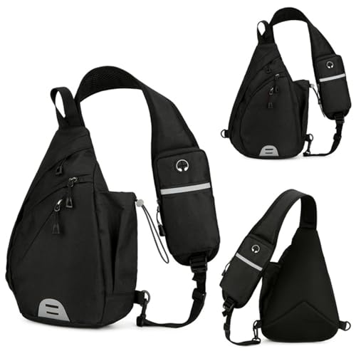 O-TBOST Crossbody Sling Backpack Sling Bag for Men Women Travel Hiking Chest Bag Daypack (Black)2