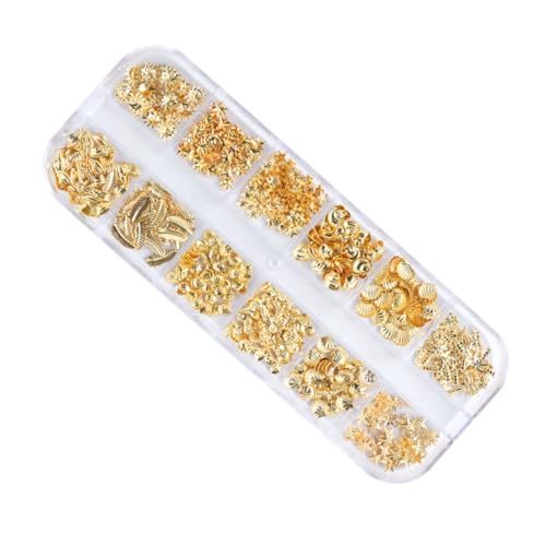 Didiseaon Shiny Metal Gold Nail Rivets for Nail Art Elegant Decorations Unique Shapes for Creative Manicures for Home Salon Use
