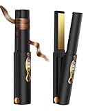 ISIX Cordless Hair Straightener and Curler 2 in 1, Pure Titanium Portable Mini Flat Iron, Dual Voltage,Heats Up in Seconds,3 Adjustable Temp for Thin Straight Fine Hair,Travel Size Preferred Gifts