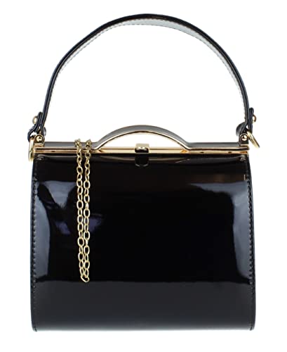 Pochette vernie en similicuir chic avec poignée élégante pour soirée
