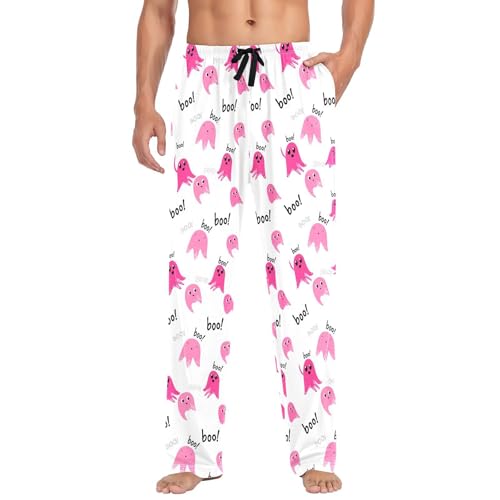 Red Spirits Pattern Men's Cotton Pajama Pants with Pockets and Drawstring Comfortable and Stylish,S