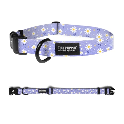 Image of Tuff Pupper Premium Adjustable Dog Collar, Stylish Pattern Collars Designed in USA, Quick Release Buckle, Lavender Daisy XL (1.25 Inch Wide x 20-30 Inch Neck)