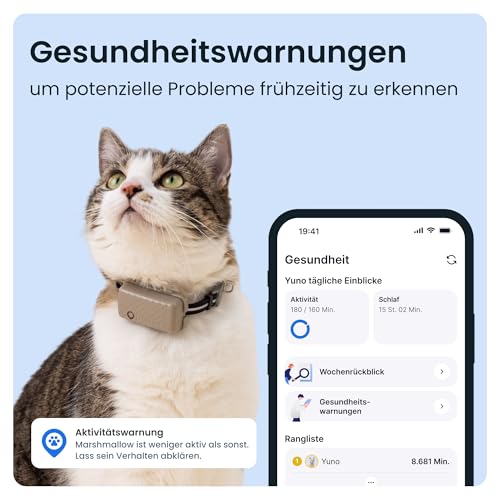 Tractive CAT Mini GPS Tracker für Katzen | Marktführer | Live-Ortung | Positionsverlauf | Gesundheitswarnungen | Aktivitätstracking | Halsband inkludiert | Abo Erforderlich (Braun)