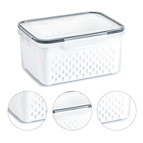 YUEHISY Caja de Cesta de Almacenamiento de Drenaje Transparente, Organiza Eficientemente Frutas y Verduras de Cocina para Ahorrar Espacio (850ml)