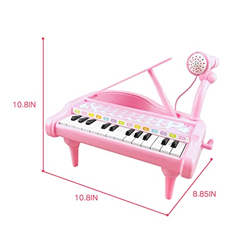 Love&Mini Piano Toy Keyboard For Kids Birthday Gift Age 1+ Pink 24 Keys Toddler Piano Music Toy Instruments With Microphone #TOP7