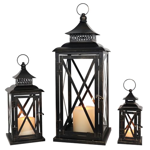 DECORKEY 3PCS (20’’&13’’&9’’) Lanterns Decorative Indoor & Outdoo...