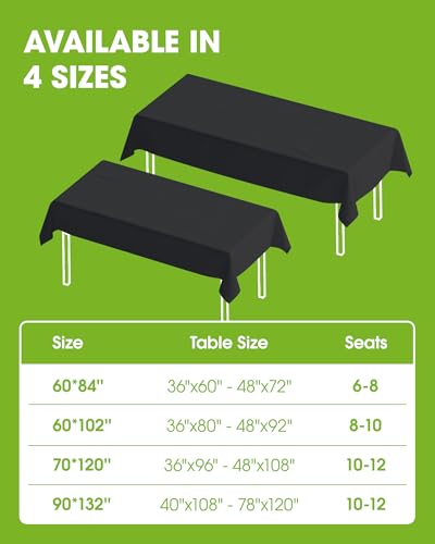 Image of Pureegg Polyester Tablecloth 60 inch x 84 inch Reusable & Washable 12 Pack Black | Durable, RectangleTable Cloth , for Outdoor Party, Picnic, Wedding, Banquet, Birthday