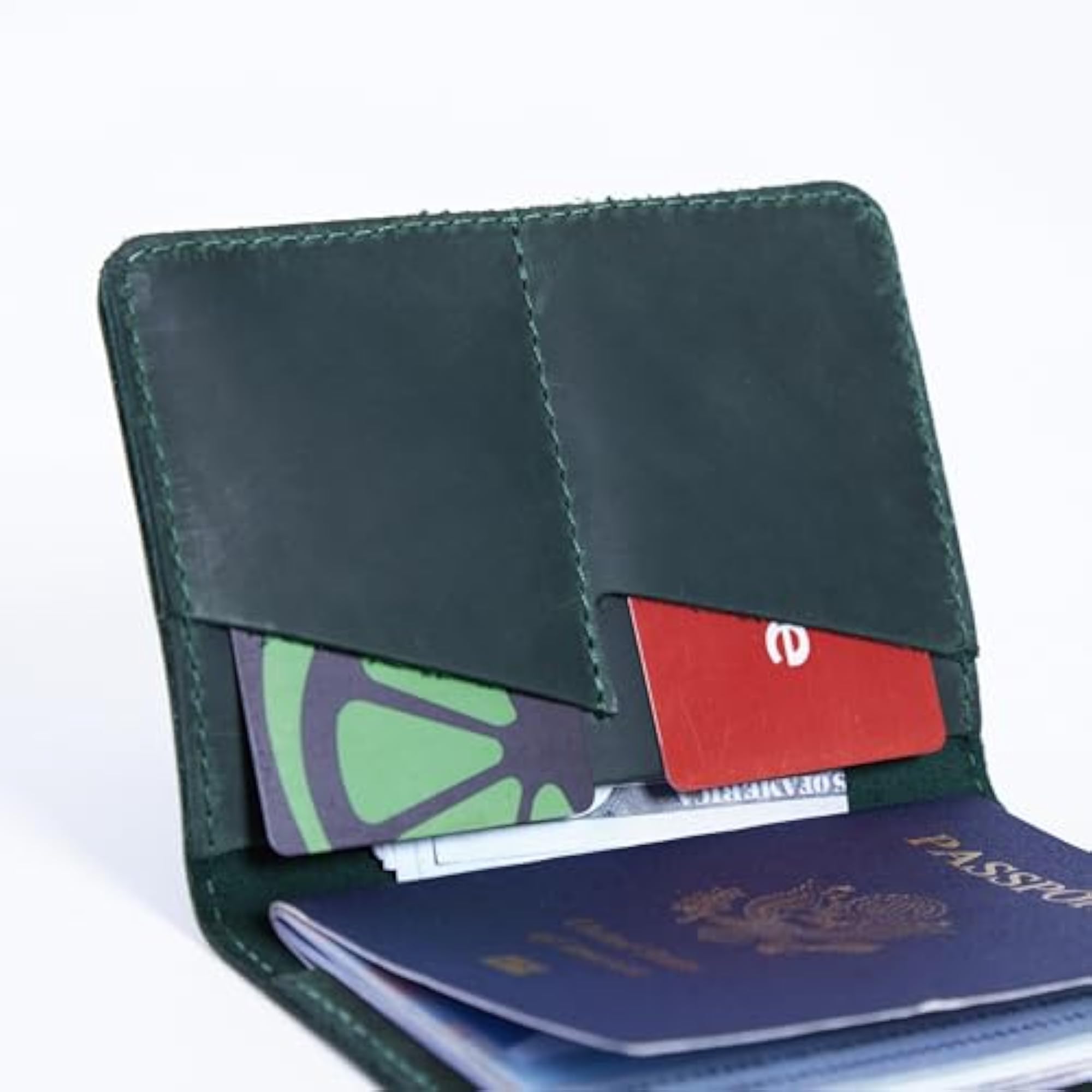 Genuine Leather US Passport Holder, Vintage Red