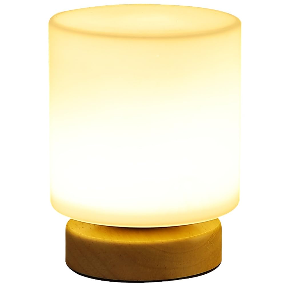 UDSKNV[KSL Glass LED Solid Wood USB Night Light Decoration Study Bedroom Bedside Atmosphere Lighting Fixtures