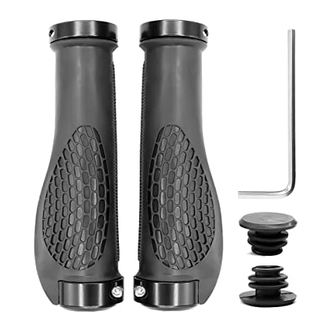 Hwanjia Bicycle Handlebar Grips Ergonomic Cycling Grips with Aluminum Lock Ring Double Lock on Handle Grips for BMX Road Bike Trekking bike and Folding Bicycle Cover