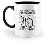 shirt-o-magic Basketball-Fan: Für Basketball geboren - Zweifarbige Tasse -330ml-Schwarz