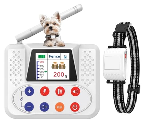 NBSUN Wireless Dog Fence, 2025 Electric Fence for Dog & Training Collar with Big LCD Screen, Portable Pet Wireless Fence with 2.4GPFC Antenna, Waterproof & Adjustable Dog Perimeter Collar (for 1 Dog)