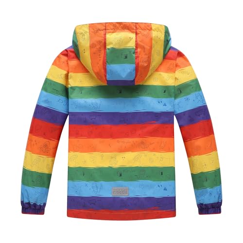 Image of MGEOY Girls Rain Jacket Lightweight Waterproof Hooded Cotton Lined Raincoat Windbreaker for Kids Size 4-12 Years