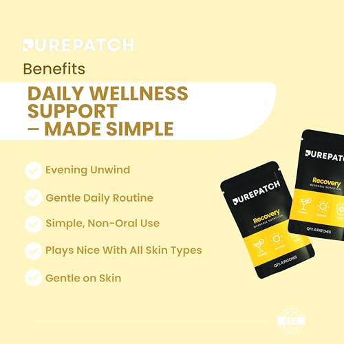 Image of Recovery Patch - Plant-Based Vegan Topical Patch - DHM - NAC - Glutathione - B-Complex - Non-Ingestible - Water-Resistant - Gentle on Skin - Gluten Free - Made in USA - 30 Patches