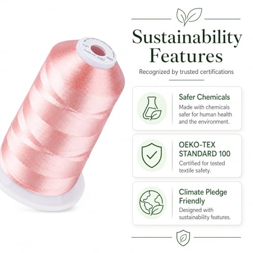Image of Simthread 5500Yds 40WT Polyester Embroidery Thread Md Peachy Pink S087 | High-yardage 5000M spool offers smooth feeding and stable 40WT polyester thread for home and commercial embroidery machines.