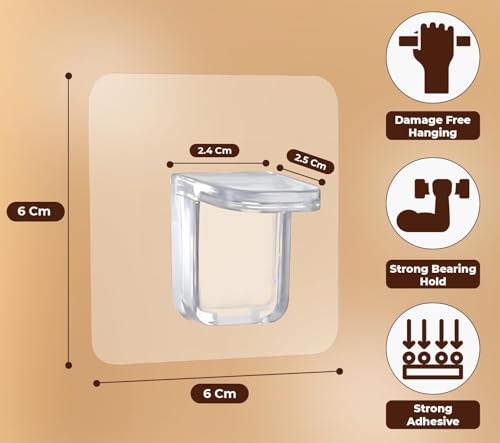 Image of Hooks for The Wall Without Drilling, for Hanging Strong, Adhesive for Heavy-Duty, self-Adhesive, Hanging, Adhesive 4 Pcs