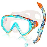 AQUAZON ELBA Schnorchelset, Tauchset, incl. Taucherbrille und Schnorchel für Kinder, Jugendliche von 7-14 Jahren und Damen, Farbe:Coral