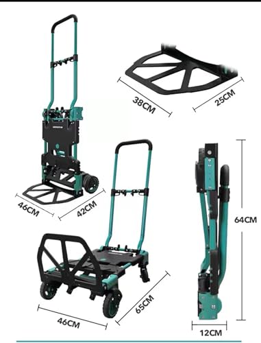 Carretilla plegable con cesta y 4 ruedas, capacidad 150 kg miniatura 4