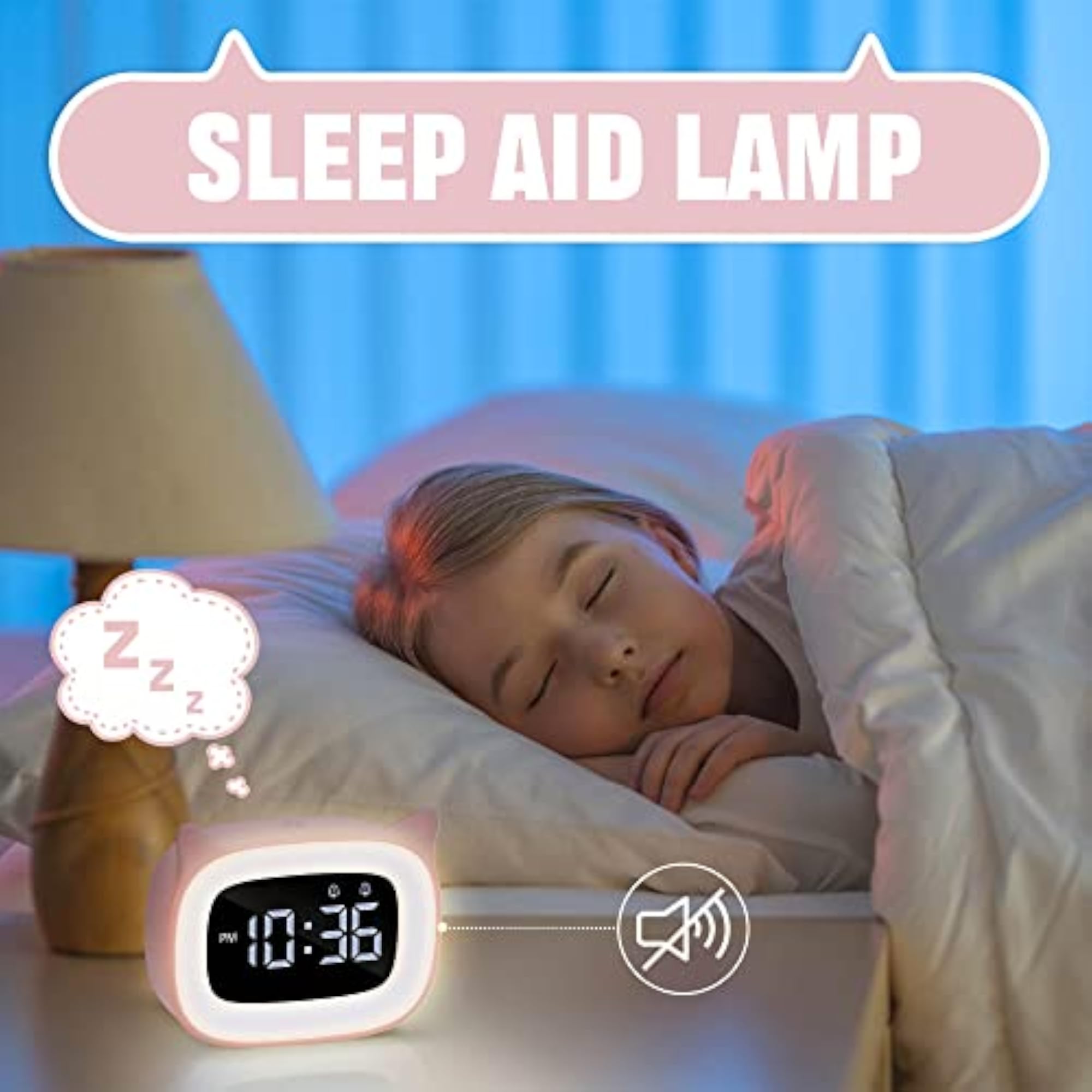 Cute Cat Alarm Clock with Night Light for Kids