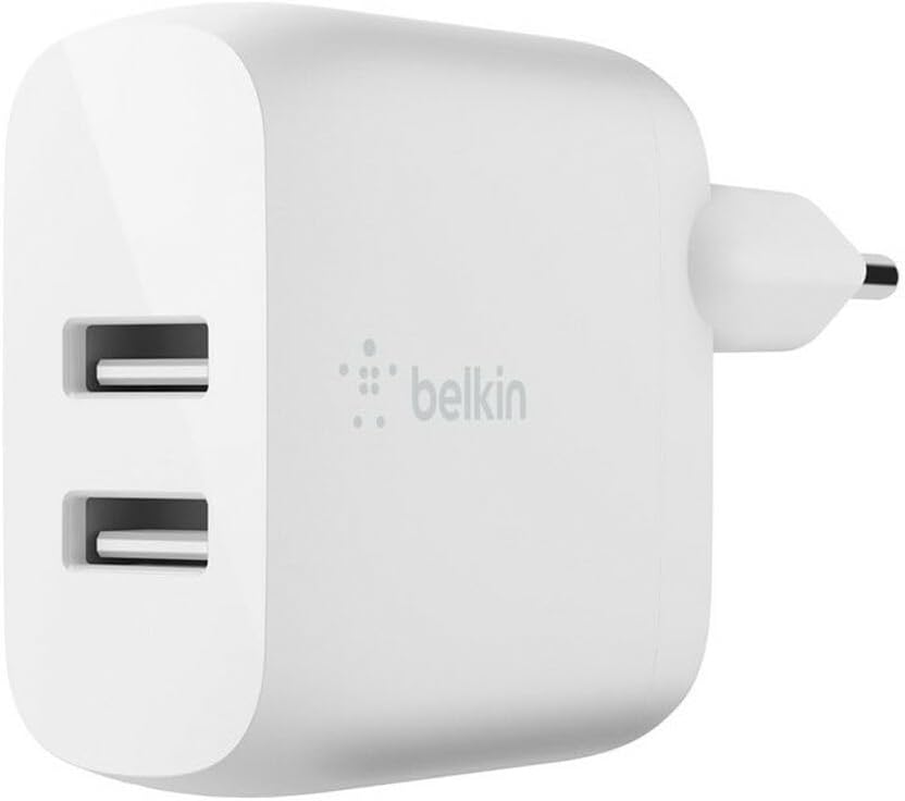 Belkin Boost Charge 24W USB A Charger with Dual Port (USB Mains Charger for iPhone 12, 12 Pro, 12 Pro Max, 12 Mini and Older Models, S20, S20+, S20 Ultra and Pixel 4)