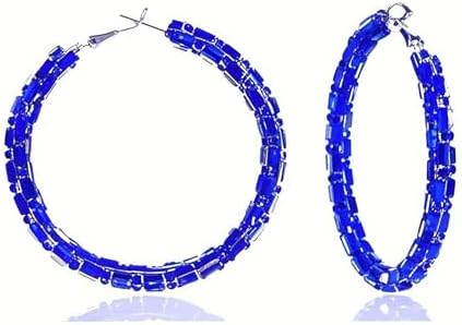 Sparkly Hoop Earrings for Women Exaggerated Rainbow Rhinestone Ho...