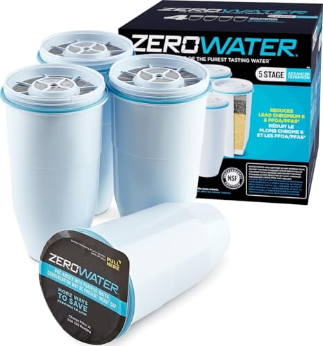 ZeroWater Official Replacement Water Filter Removes PFOA/PFOS 4-Pack​