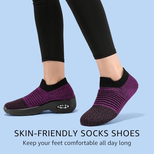 Image of HKR Women's Walking Shoes with Arch Support Lightweight Slip On Sneakers for Plantar Fasciitis