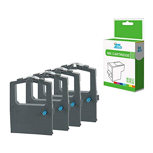 Image of InkJello Ribbon For Printer, Compatibile with OKI Microline ML182 ML183 ML192 ML193 ML280 ML280 Elite ML280eco ML320 Elite ML321 Elite ML3320 ML3320eco ML3321 ML3321eco ML-182 (Black, 4-Pack)