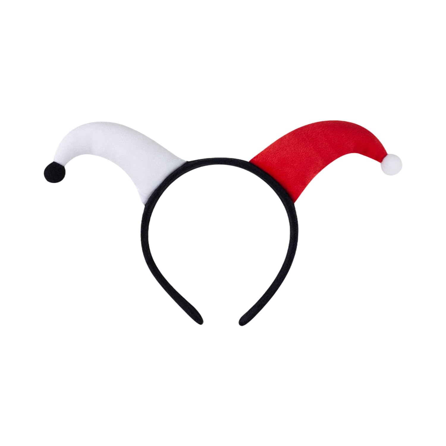 DVOFU Halloween Jester Headband White Red Villain Costume Headband Cocked Horn with Pompom Headwear for Carnival Masquerade Party Props