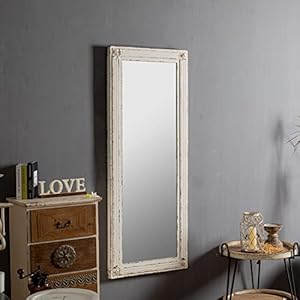 Rustic Full Length Mirror with Stand 60 x 24 Hanging White Farmhouse Big Mirror Full Body for Bedroom Leaning Wood Frame Floor Mirror Full Length Living Room Wall Mounted Mirror