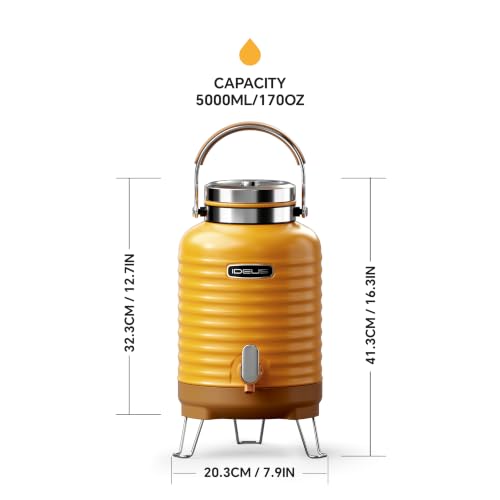 Image of IDEUS Insulated Beverage Dispenser 1.4gal, Drink Container Sunset | All-in-one Vacuum Double Wall Stainless Steel Water Cooler for Camping and Party Leakroof with Handle, Spigot & Stand