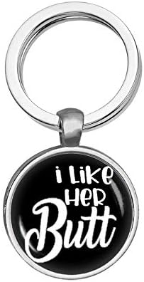 Miniatura 3 de ShiQiao Spl Llavero divertido con texto en inglés "I Like His Beard I Like Her Butt", regalo único de boda, aniversario, regalos para él y ella