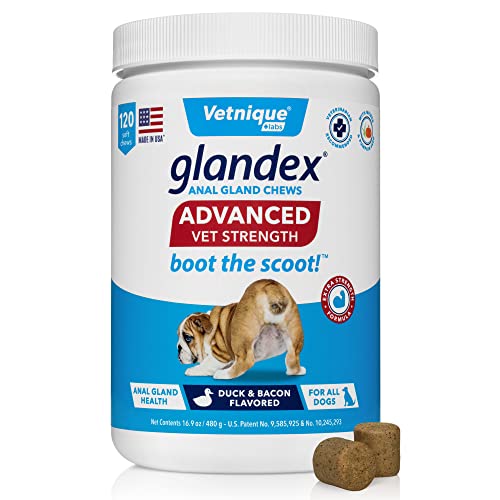 Vetnique Glandex Advanced Strength Anal Gland Support Soft Chew Treats With Pumpkin For Dogs (120Ct) & Anal Gland Hygienic Dog Wipes (100Ct) Bundle #TOP1
