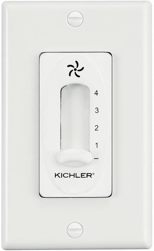 Kichler Lighting 337012WH Ceiling Fan 4-Speed Single Slide Wall Control, White Finish