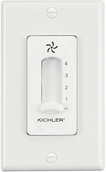 Kichler Lighting 337012WH Ceiling Fan 4-Speed Single Slide Wall Control, White Finish