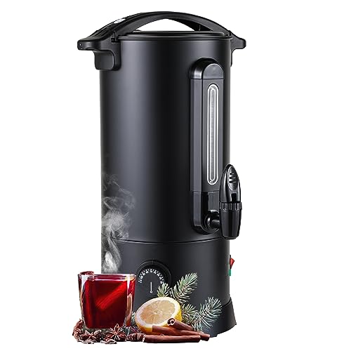 Gimisgu Hervidor de Vino Caliente de 10 L - Dispensador de Bebidas Calientes de Acero Inoxidable Con Termostato - Color Negro