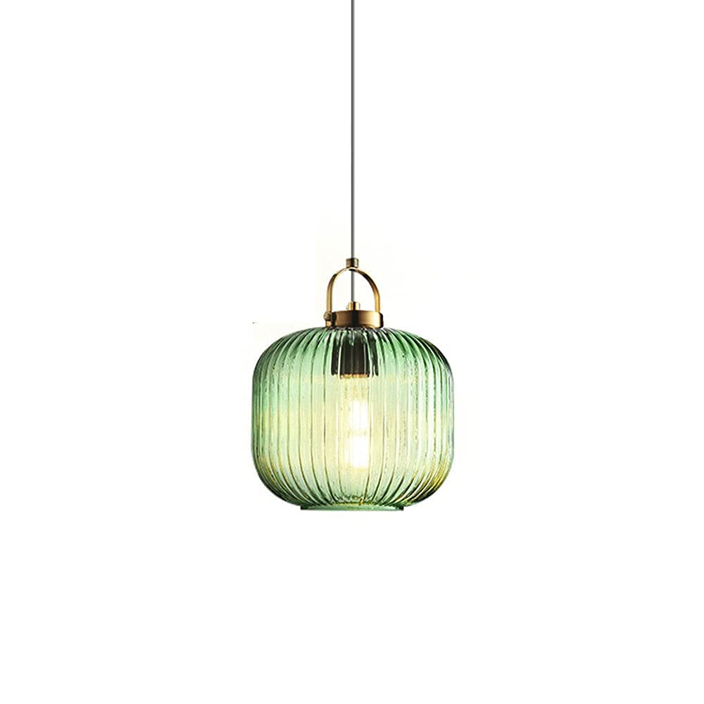 Lámpara colgante de decoración verde de diseño minimalista con pantalla de cristal creativa