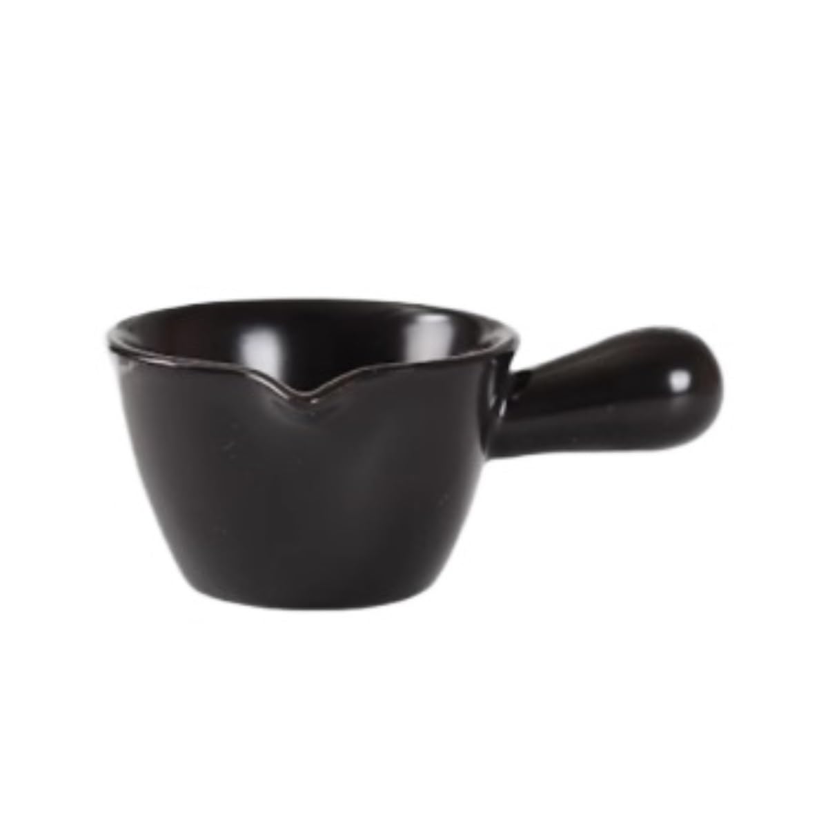 Barchetta per salsa per condimenti per insalata, in ceramica, con manico creativo, per latte, bistecca, salsa, secchio per condimenti per la casa, per cucina e ristorante (nero)