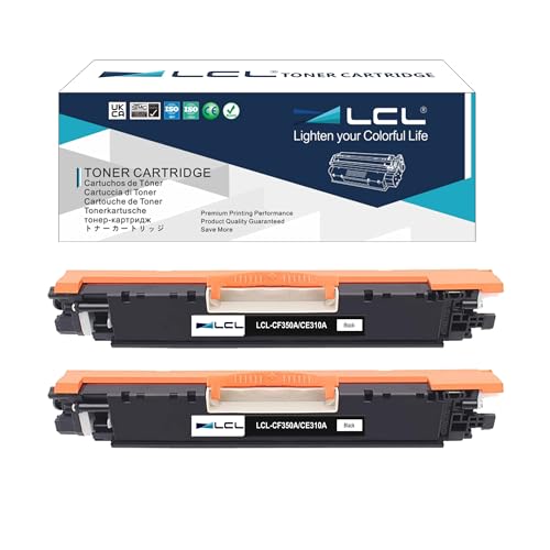 LCL Cartucho de Tóner Remanufacturado 126A CE310A CRG729 CRG 729 (2 Negro) Reemplazo para HP LaserJet Pro CP1020 CP1025 CP1025nw LaserJet 100 Color MFPM175nw M175a M175b M175c M175e M175p M175r M275s