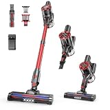 Comvtu Cordless Vacuum Cleaner Rechargeable with 2600mAh Detachable Battery, Lightweight Portable Stick Vacuum for Home，Powerful Vacuums with 2 Adjustable Modes (Vermilion)