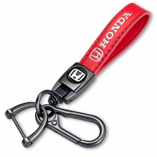 BFIVEANTE Leather Car Keychain Key Ring for Honda Accord Civic Fit CRV Pilot EX CR-V EX-L Men and Women Family Present Keychain Key Ring Lanyard Accessories red