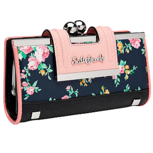 Image of Floral Wallet for Women, Vintage Kiss-Lock Clutch Purse