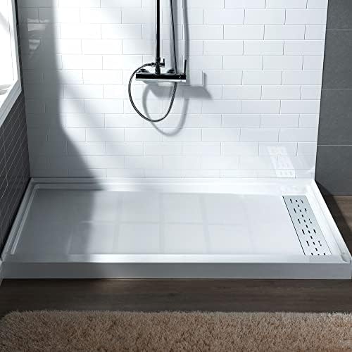 WOODBRIDGE SBR4836-1000R-CH Shower Base, 48"x 36", White with Chrome Cover