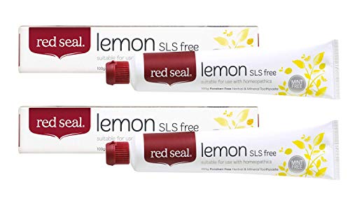 Red Seal Lemon Toothpaste for Homeopaths, Homeopathic Friendly Mint Free, Fluoride Free, No SLS, Fresh Citrus Flavor â€“ Refreshing Natural Lemon Flavored Toothpaste, No Mint Flavor, 2-Pack