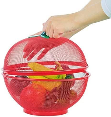 PINAKPANI Stainless Steel Apple Shape Net Basket Fruit & Vegetable Basket With Net Cover Apple Shape Fruits Vegetables Basket For Kitchen Large Protective Counter Top Produce Cover (Red) (B0D3GL7Z9X) Amazon Price History, Amazon Price Tracker