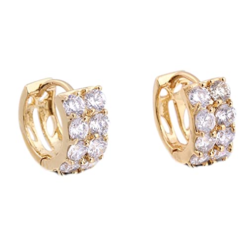 Boucles d'oreilles en Or 9K de cerceau moisanite double rangée creuses femmes