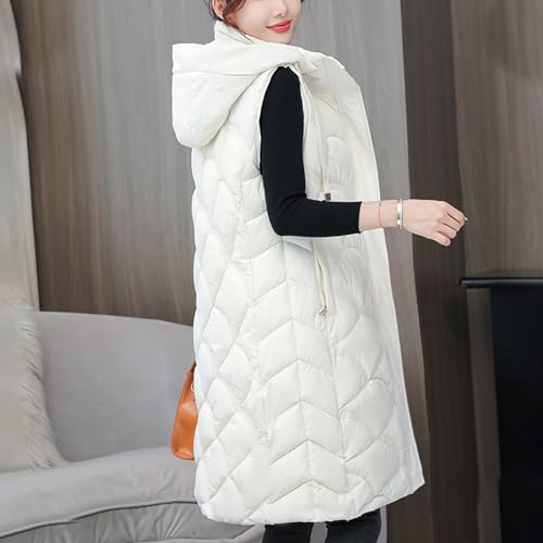 XUNRYAN Teen Girls Puffer Vest Jackets Sleeveless Winter Down Coat Hooded Jacket Mid Long Zip Up Outerwear Waistcoat Gilet3