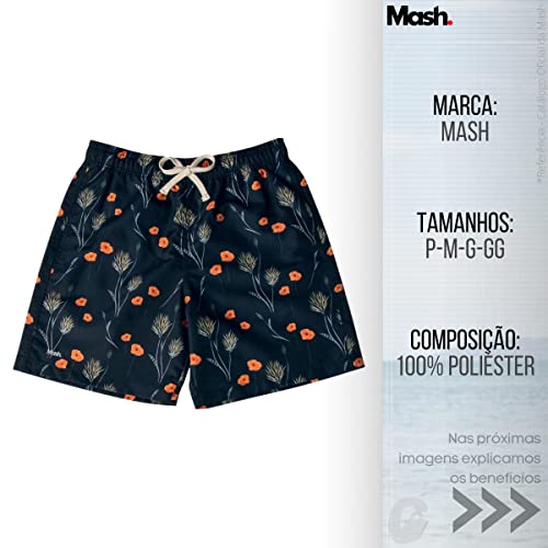 SHORTS CASUAL FLORAL PINCELADO PRETO G MASH